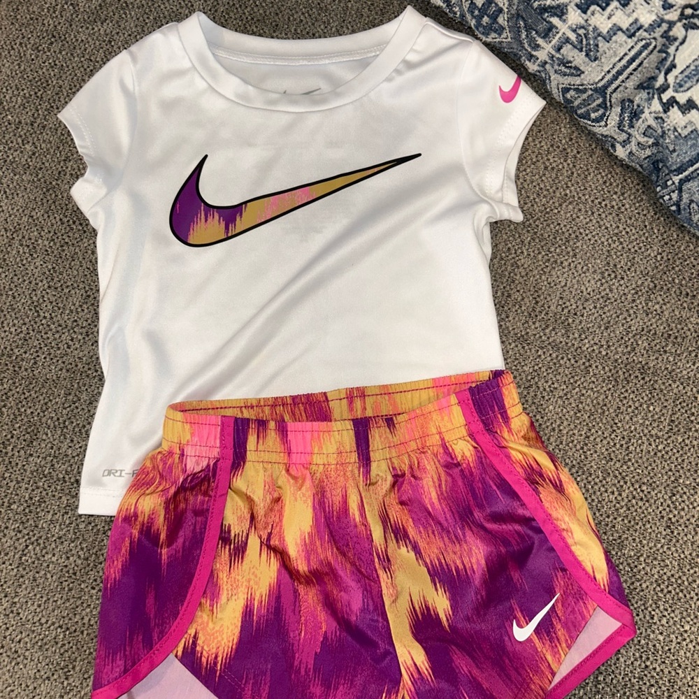 Nike White Tee and Colorful Shorts Set